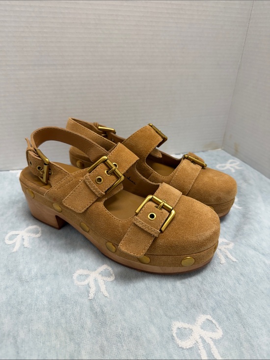 Charlotte Stone Shoes - Charlotte Stone Tan Suede Buckle Platform Sandals